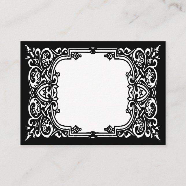 Tarjetas de colocación de nombres negros y blancos (Anverso)