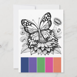 Tarjetas de color para adultos con mariposa de pal