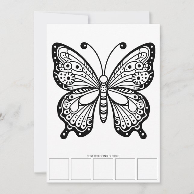 Tarjetas de coloreo para adultos con mariposa con  (Anverso)