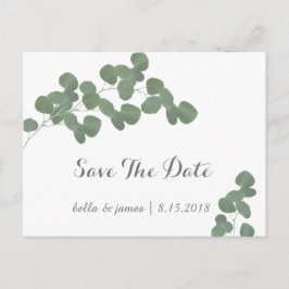 Tarjetas de compromiso de boda con rama de eucalip