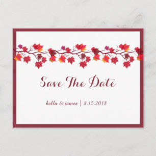 Tarjetas de compromiso de boda de hojas de otoño d