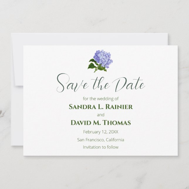 Tarjetas de compromiso de boda de Hortensia (Anverso)