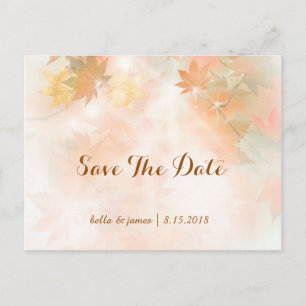 Tarjetas de compromiso de boda otoño niebla caída