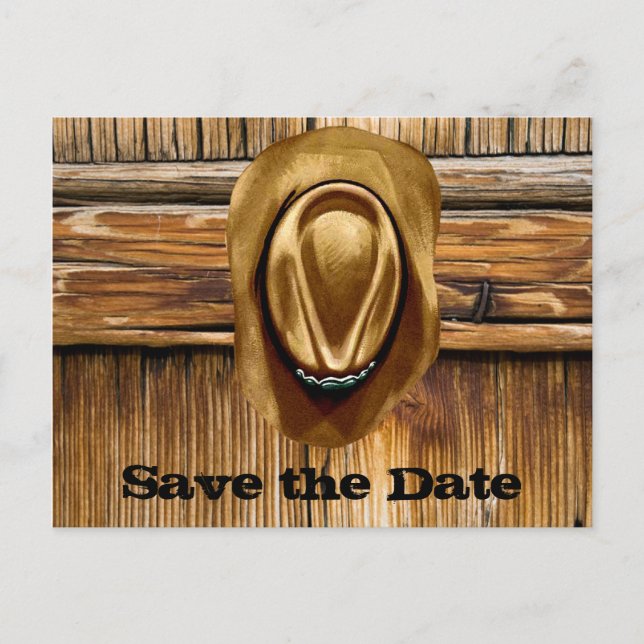 Tarjetas de compromiso de boda Western Save the Da (Anverso)