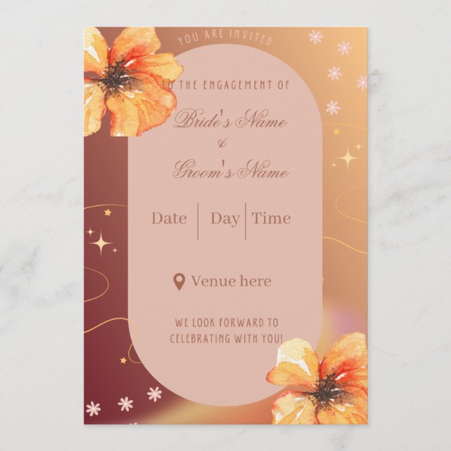 Tarjetas de compromiso florales elegantes para mod (Anverso)