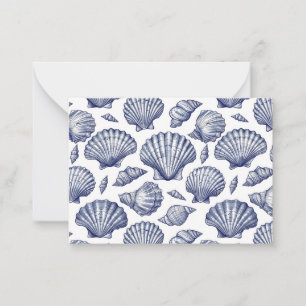 Tarjetas de conchas de almeja azules y blancas