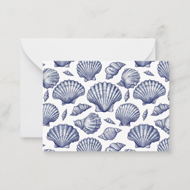 Tarjetas de conchas de almeja azules y blancas (Anverso)