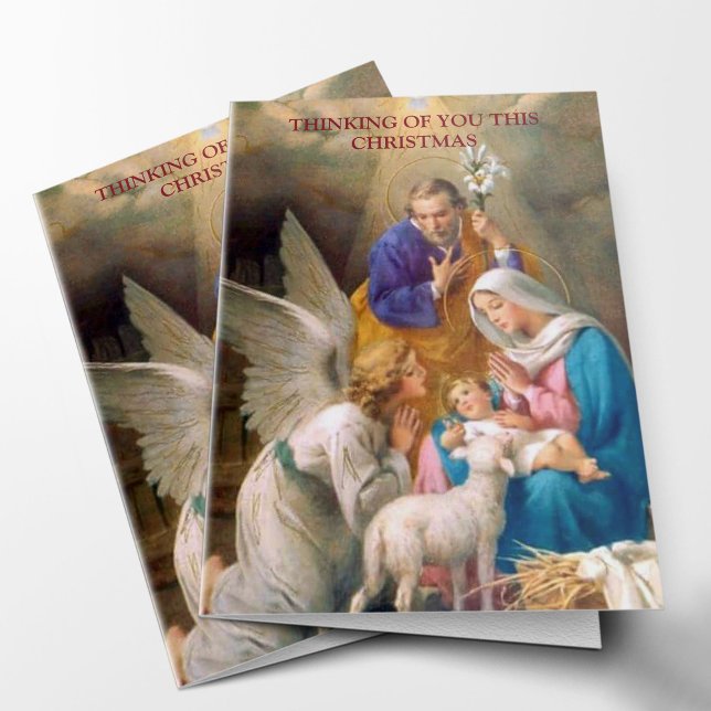 Tarjetas de condolencia del navidad el | que (Nativity Scene Religious Thinking of You Sympathy Remembrance Cards)
