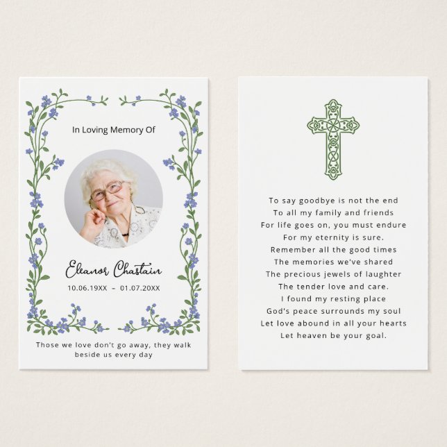Tarjetas de condolencias de oración floral simple  (Anverso y reverso)