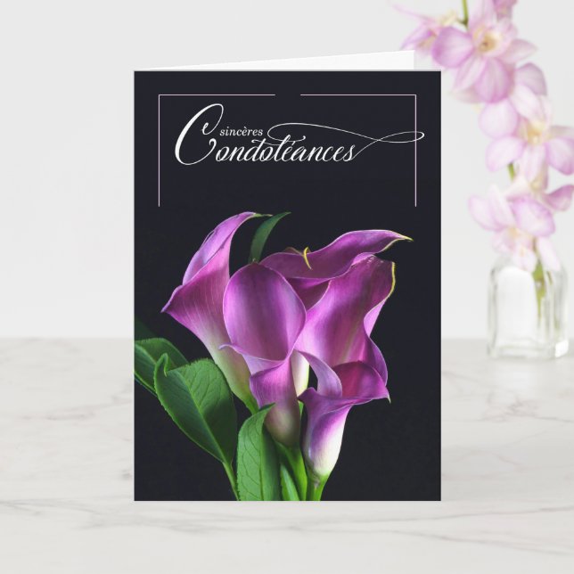 Tarjetas de Condolencias en Francés con Lirios (Orquídea)
