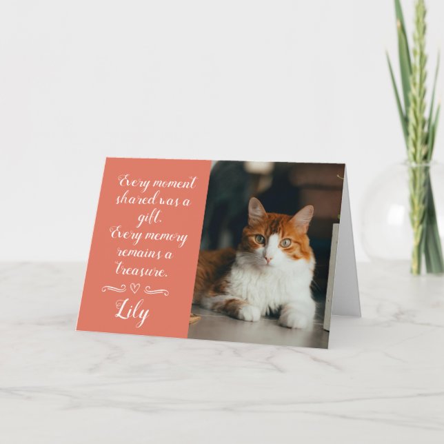 Tarjetas de condolencias por pérdida de gato con f (Anverso)