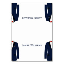 Tarjetas de configuración de boda gay azul y blanc