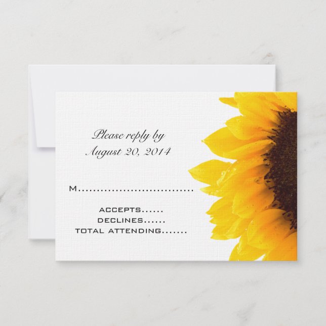 Tarjetas de confirmación de boda de girasoles amar (Anverso)