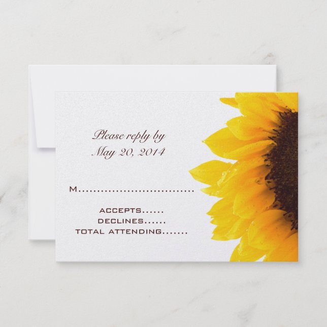 Tarjetas de confirmación de boda de girasoles marr (Anverso)