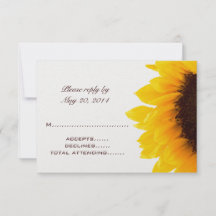 Tarjetas de confirmación de boda de girasoles marr