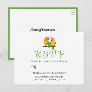 Tarjetas de Confirmación de Boda de Lovebirds Amar