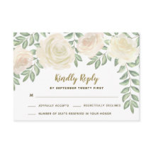 Tarjetas de confirmación de boda floral de champán