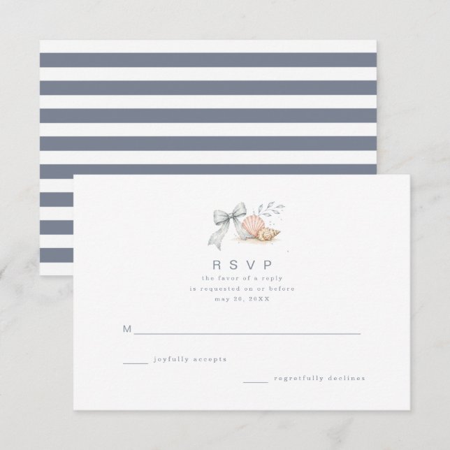 Tarjetas de confirmación de boda Seashells & Weddi (Anverso / Reverso)