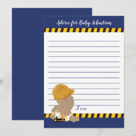 Tarjetas de consejo Baby Shower de Constructor Boy