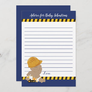 Tarjetas de consejo Baby Shower de Constructor Boy