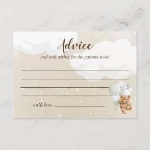 Tarjetas de consejo Baby Shower de Teddy Bear