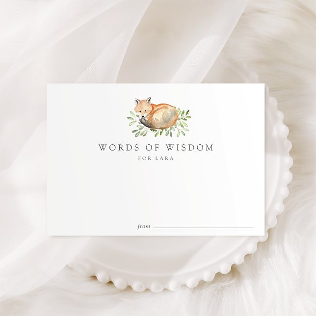 Tarjetas de consejo Baby Shower de Woodland Fox (Subido por el creador)
