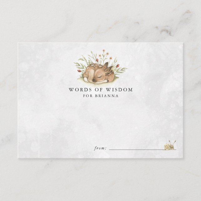 Tarjetas de consejo Baby Shower para venados de Wo (Anverso)