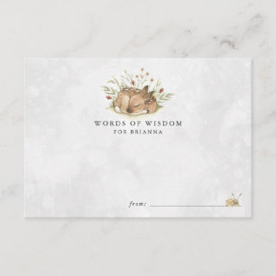 Tarjetas de consejo Baby Shower para venados de Wo