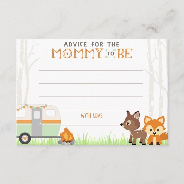 Tarjetas de consejo Baby Shower RV Camper (Anverso)