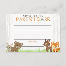 Tarjetas de consejo Baby Shower Woodland Camper