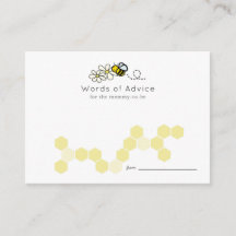 Tarjetas de consejo Bee Daisy White Baby Shower