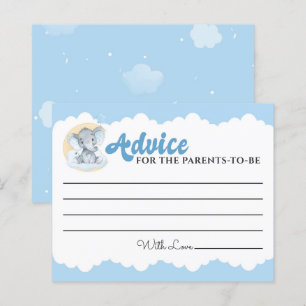 Tarjetas de consejo Blue Elephant Boy Baby Shower