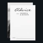 Tarjetas de consejo Boda modernas y elegantes<br><div class="desc">¡Pida a todos los bodas que compartan su mejor consejo para los recién casados! Fácilmente personalizar con sus nombres y foto en la parte de atrás.</div>