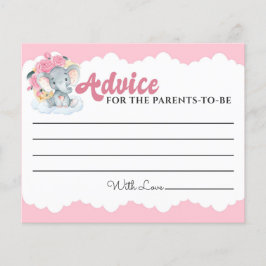 Tarjetas de consejo Chica de elefante floral rosa 