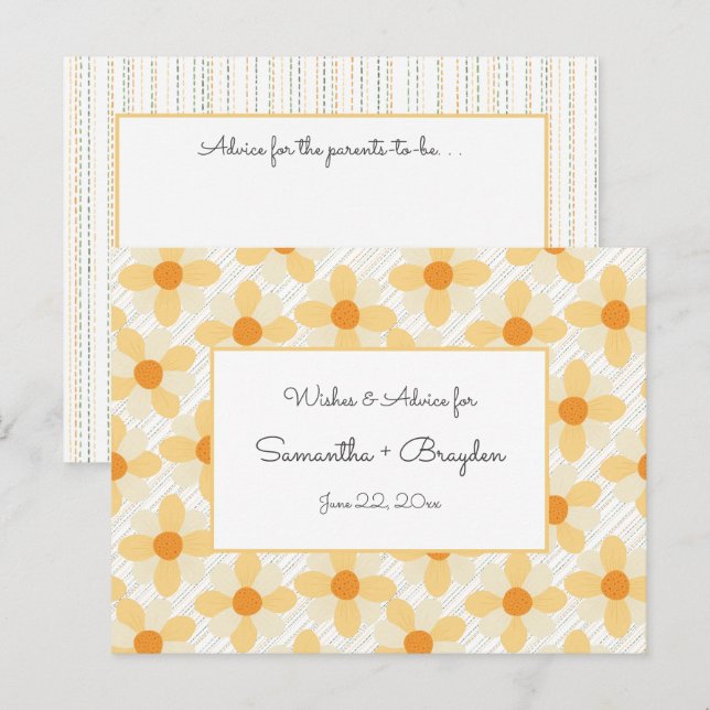 Tarjetas de consejo de Baby Shower Boho Daisy Rain (Anverso / Reverso)