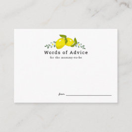 Tarjetas de consejo de Baby Shower floral de limón