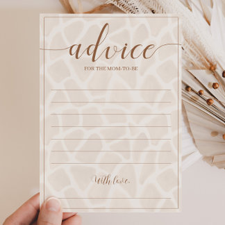 Tarjetas de consejo de Baby Shower Neutral Safari