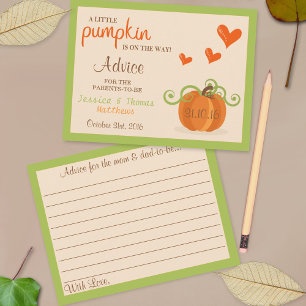 Tarjetas de consejo de Baby Shower para calabaza p