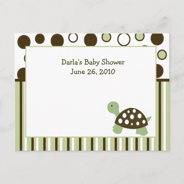 Tarjetas de consejo de Baby Shower para tortuga ve (Anverso)