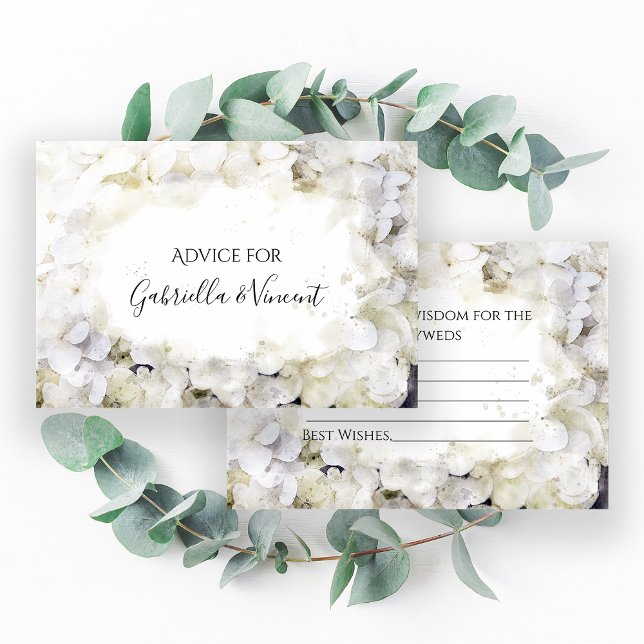 Tarjetas de consejo de Boda de acuarela de hidráng (Subido por el creador)