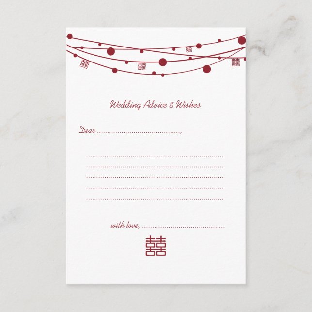 Tarjetas de consejo de Boda de linternas de doble  (Anverso)