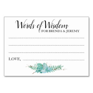 Tarjetas de consejo de Boda de palabras de sabidur