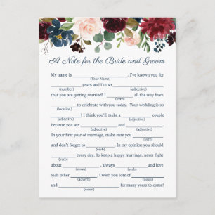 Tarjetas de consejo de Boda floral de la Marina Ru