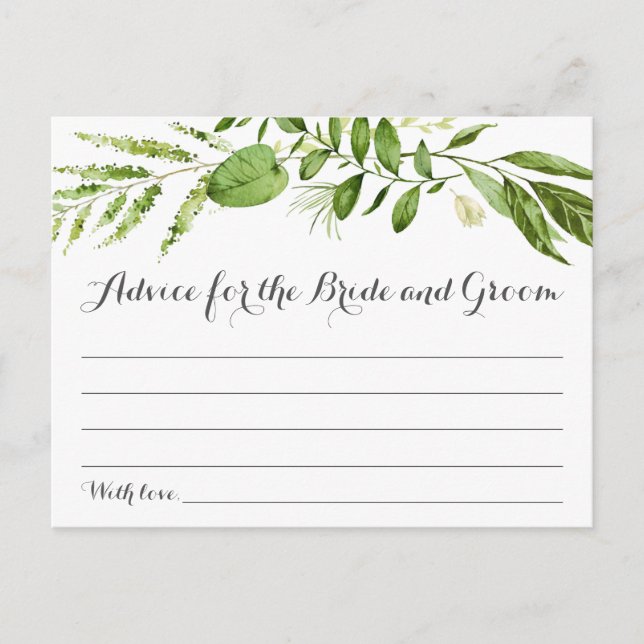 Tarjetas de consejo de Bodas de hoja verde, vegeta (Anverso)