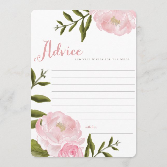 Tarjetas de consejo de Bodas florales románticos (Anverso)