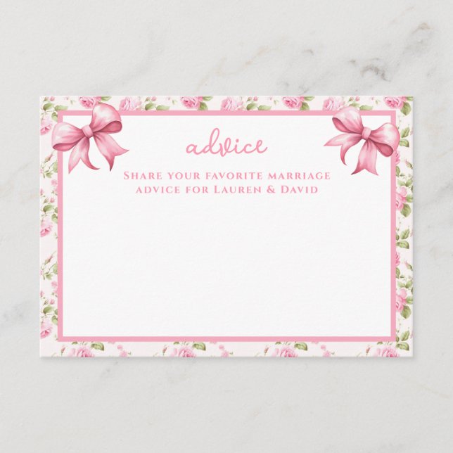 Tarjetas de consejo de Coquette de rosas y arcos r (Anverso)
