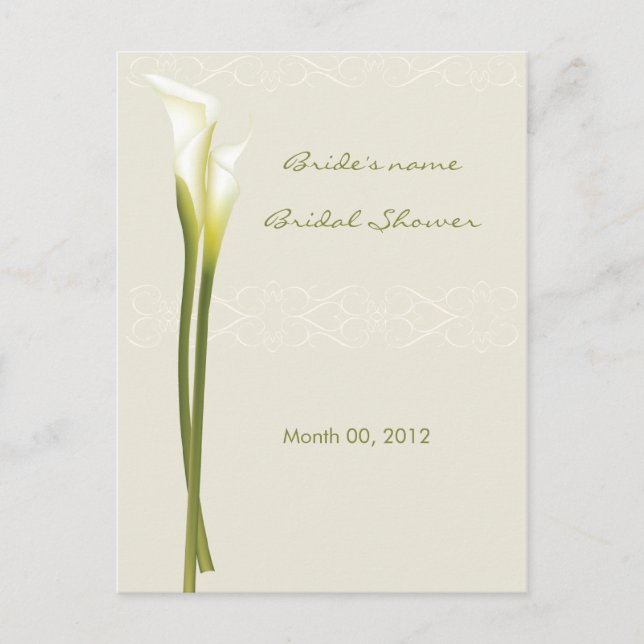 Tarjetas de consejo de ducha Calla Lily Bridal (Anverso)