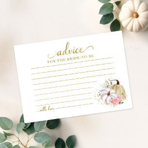 Tarjetas de consejo de ducha de novia con calabaza