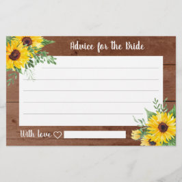 Tarjetas de consejo de ducha de novia de madera de