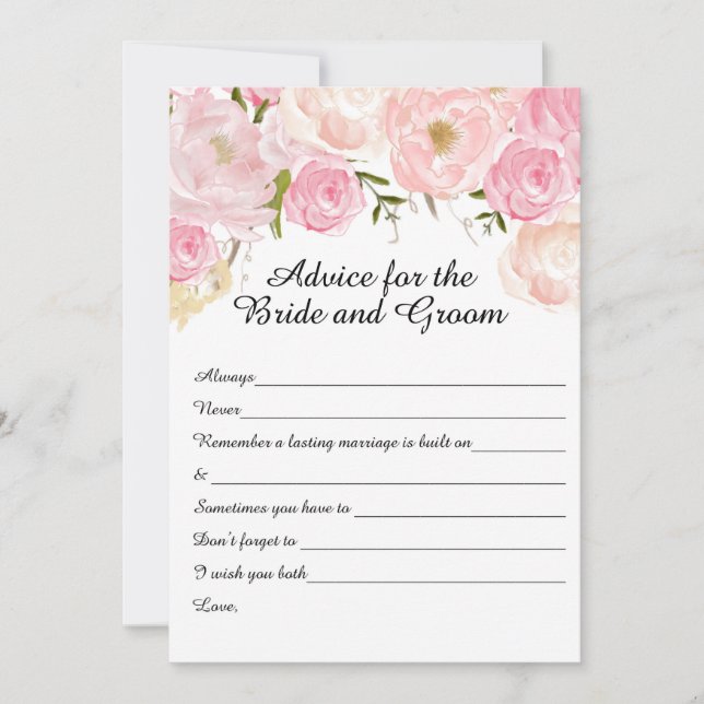 Tarjetas de consejo de ducha de novia floral (Anverso)